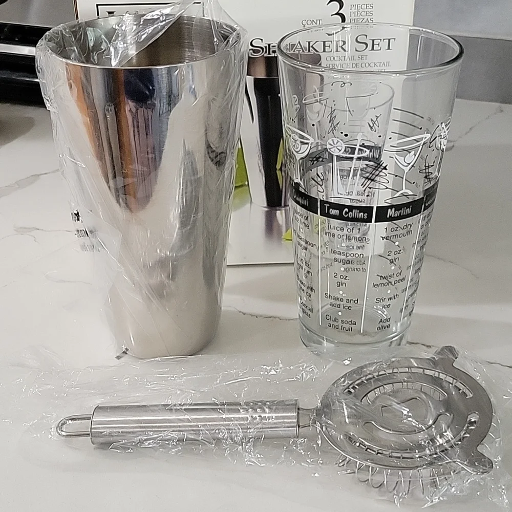 Libbey Cocktail Shaker Set 3 Piece Mixologist Set NEW